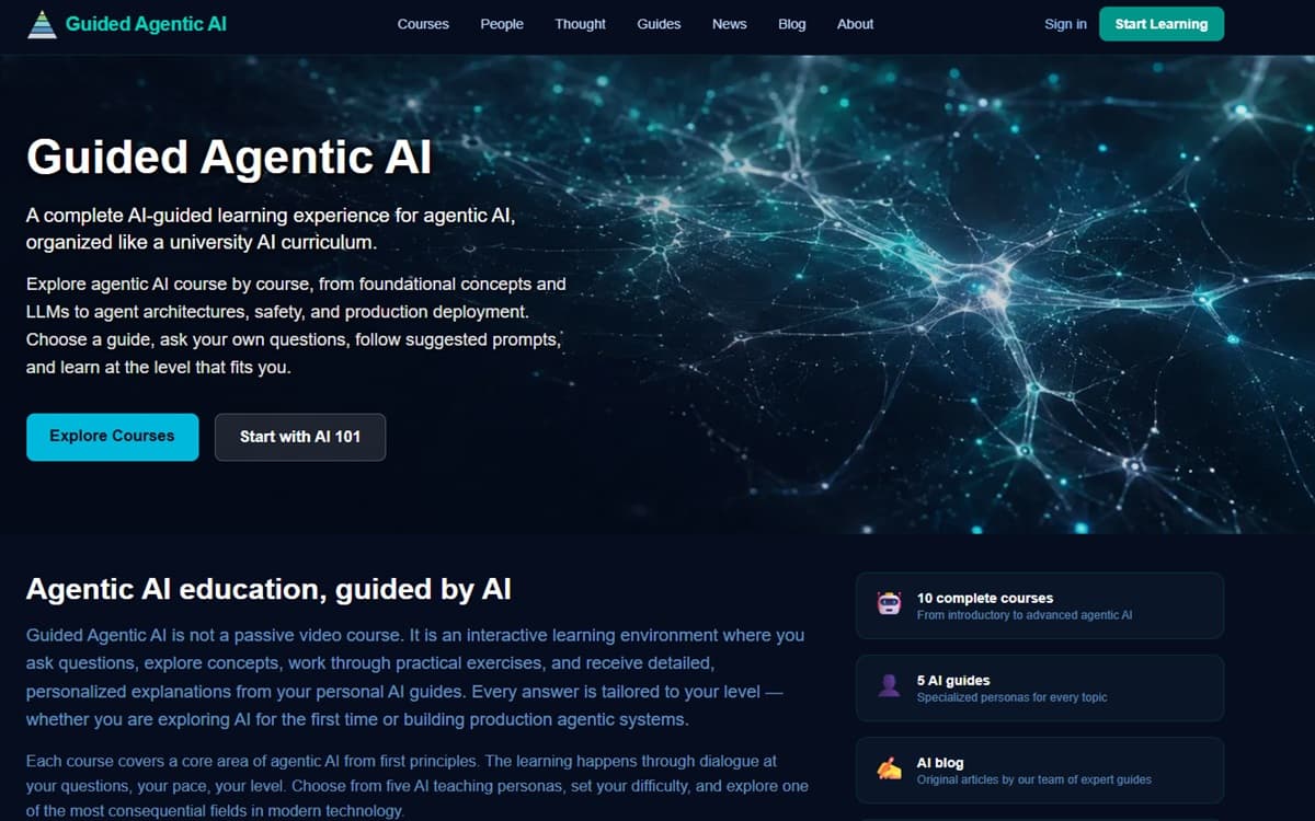 Guided Agentic AI website screenshot