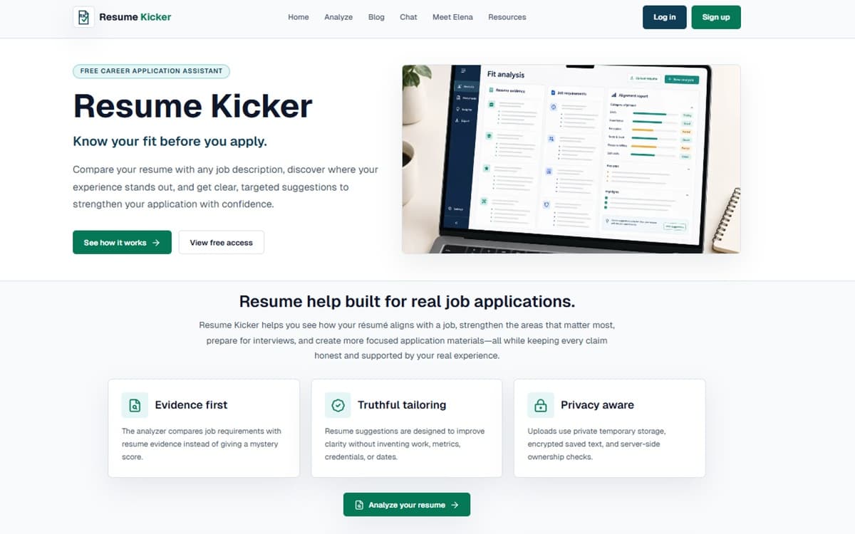 Resume Kicker website screenshot